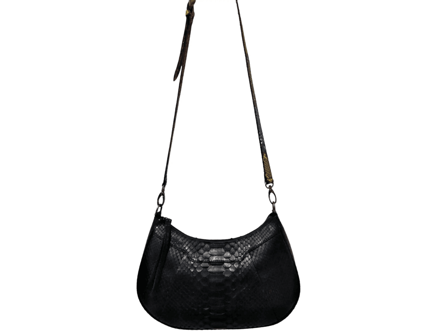 Black Snakeskin Shoulder Crossbody Bag