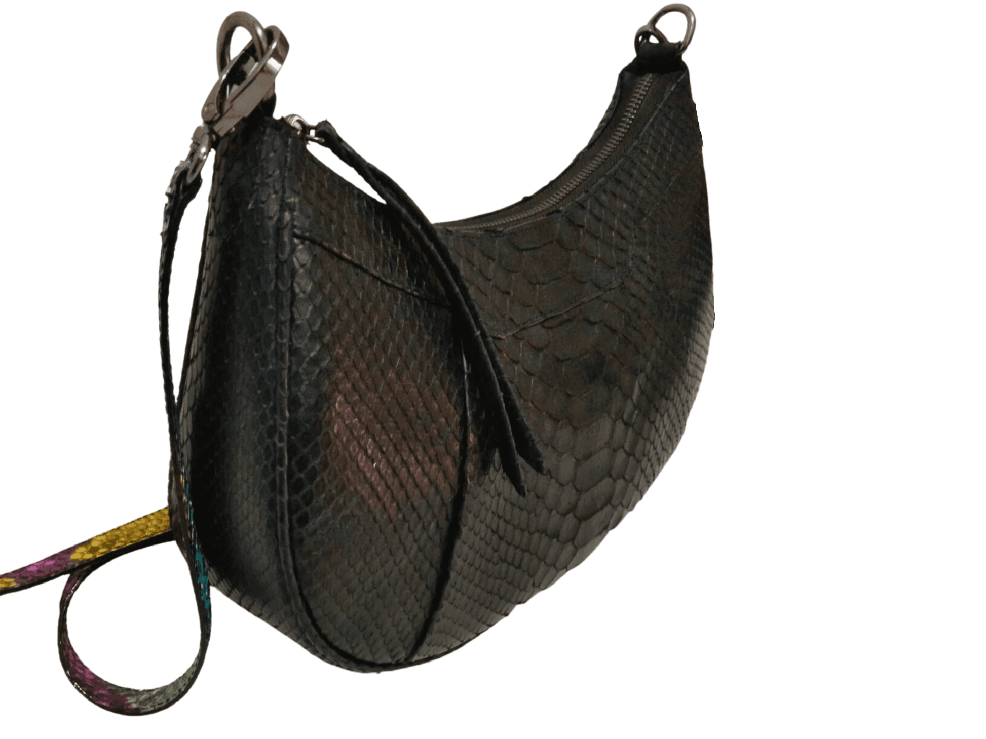 Black Snakeskin Shoulder Crossbody Bag Python Jacket by LFM Fashion