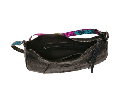 Black Snakeskin Shoulder Crossbody Bag Python Jacket by LFM Fashion