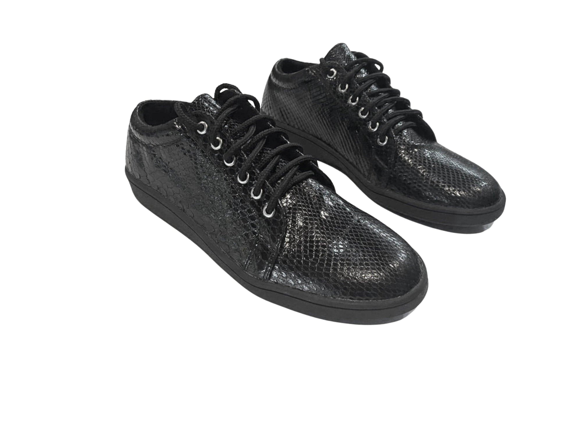 Shoes Black Snakeskin Sneaker Shoes Python Jacket by LFM Fashion