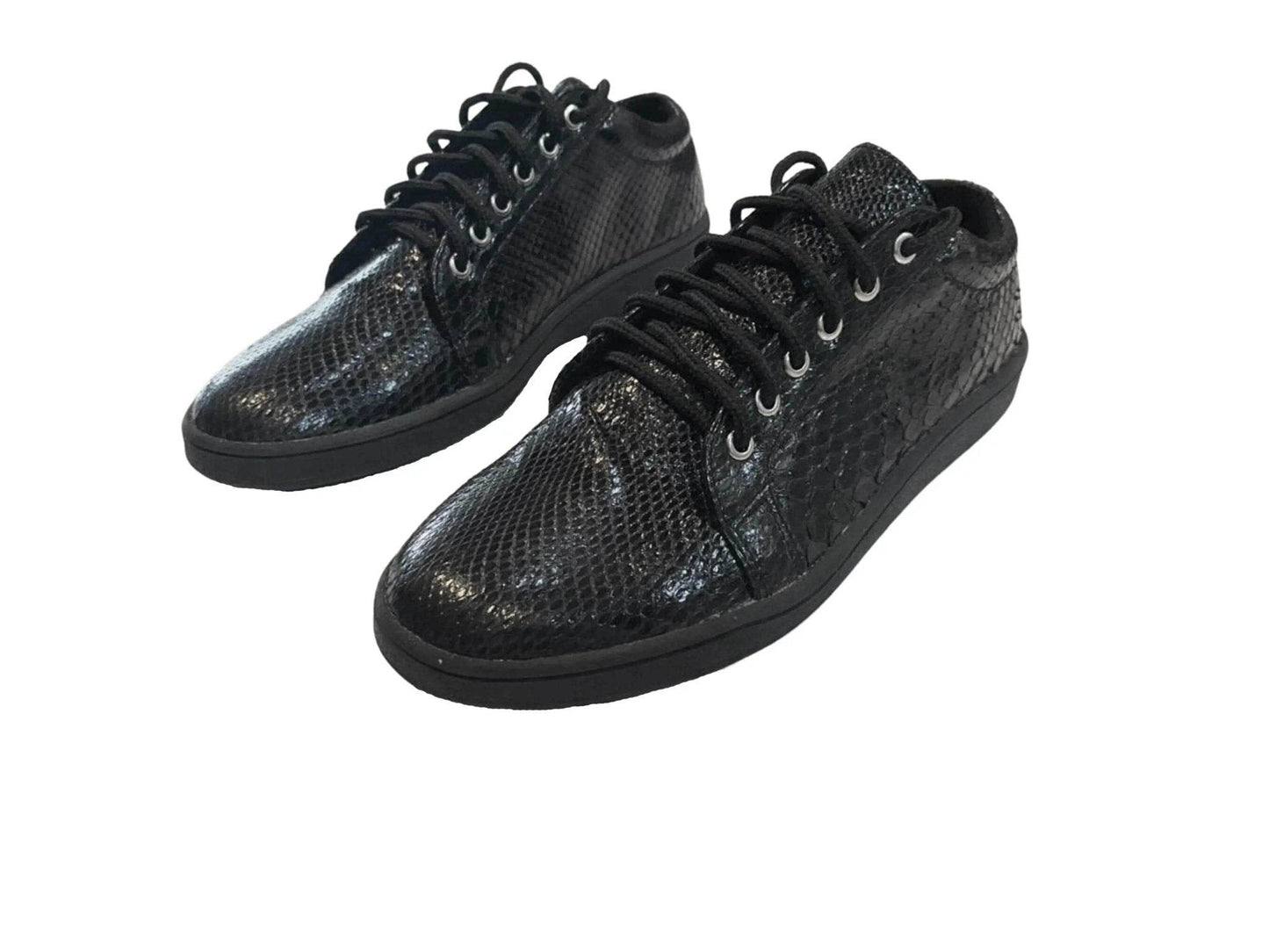 Black Snakeskin Sneaker Shoes - LFM Fashion