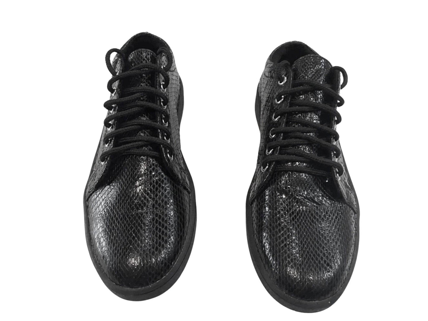 Black Snakeskin Sneaker Shoes - LFM Fashion