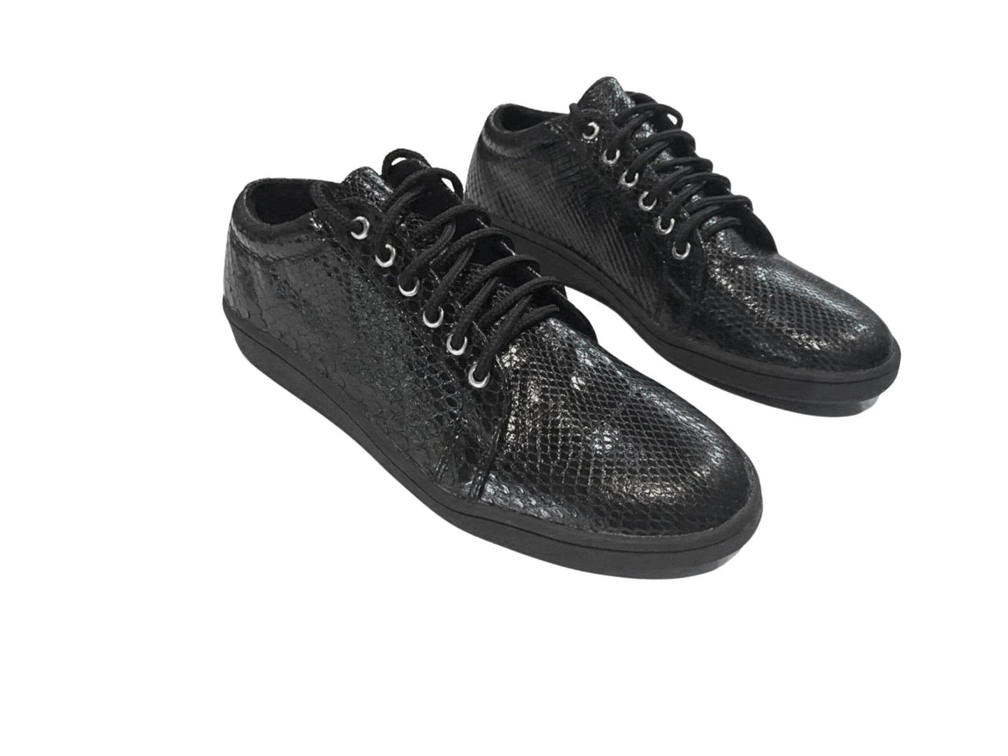Black Snakeskin Sneaker Shoes - LFM Fashion