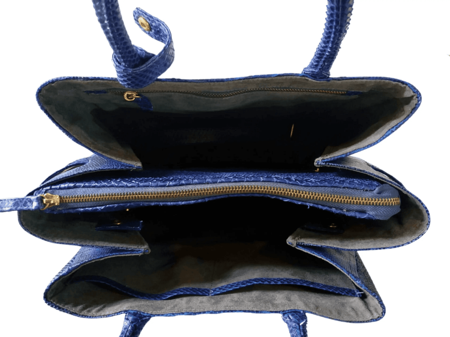 Blue Lizard Skin Totes Bag - Python Jacket by LFM Fashion