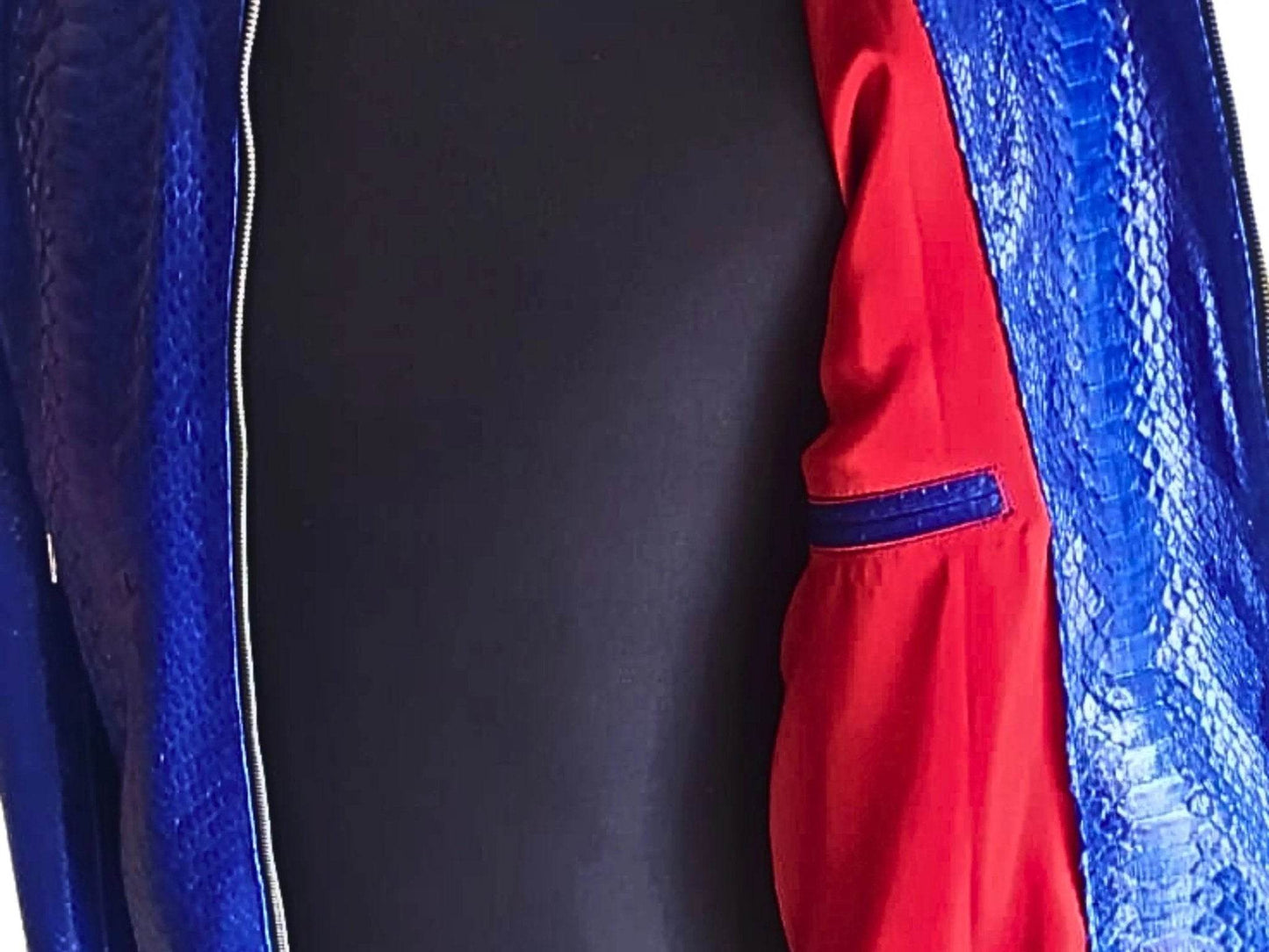 Blue Python Leather Jacket - LFM Fashion