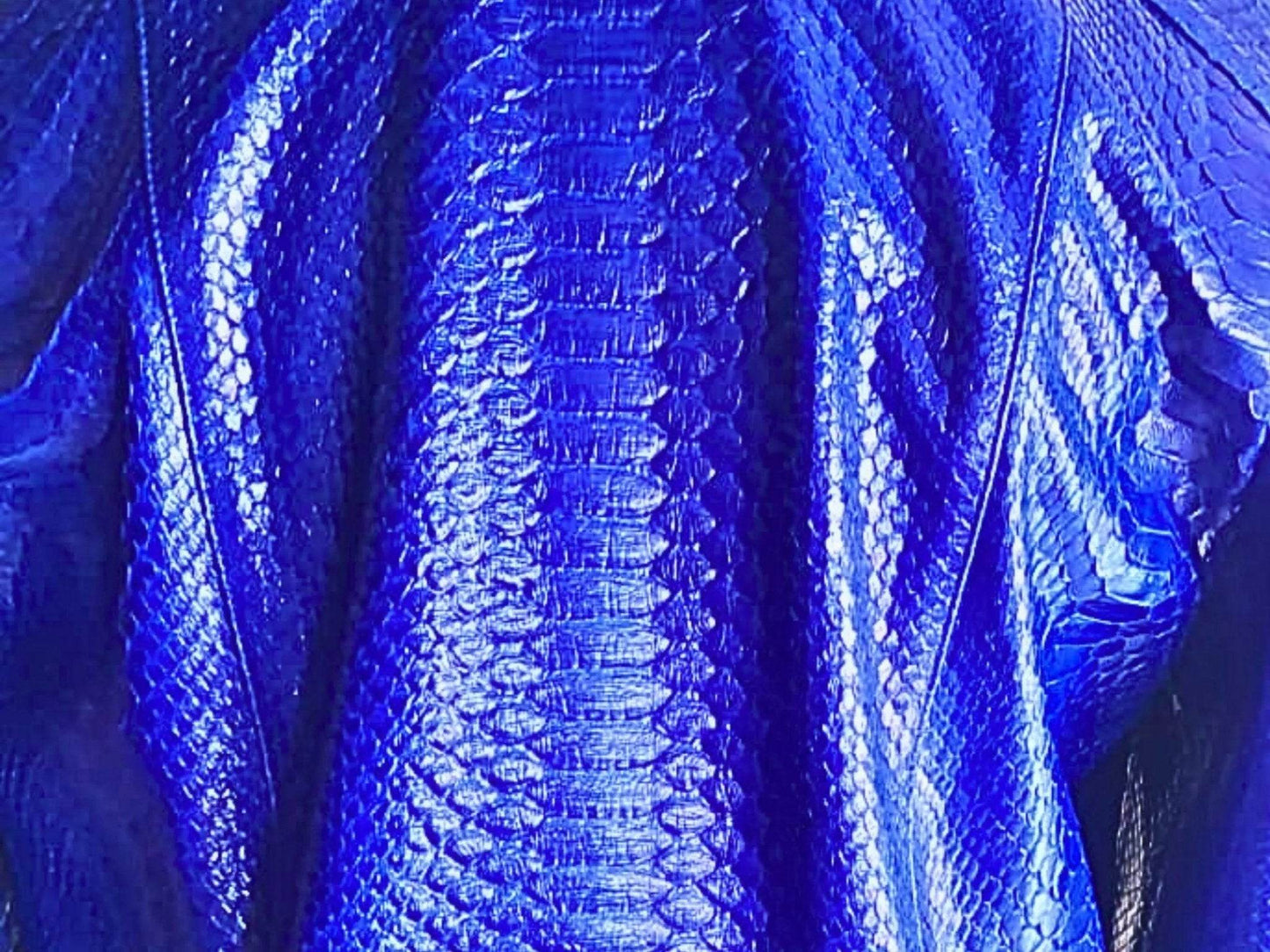 Blue Python Leather Jacket - LFM Fashion