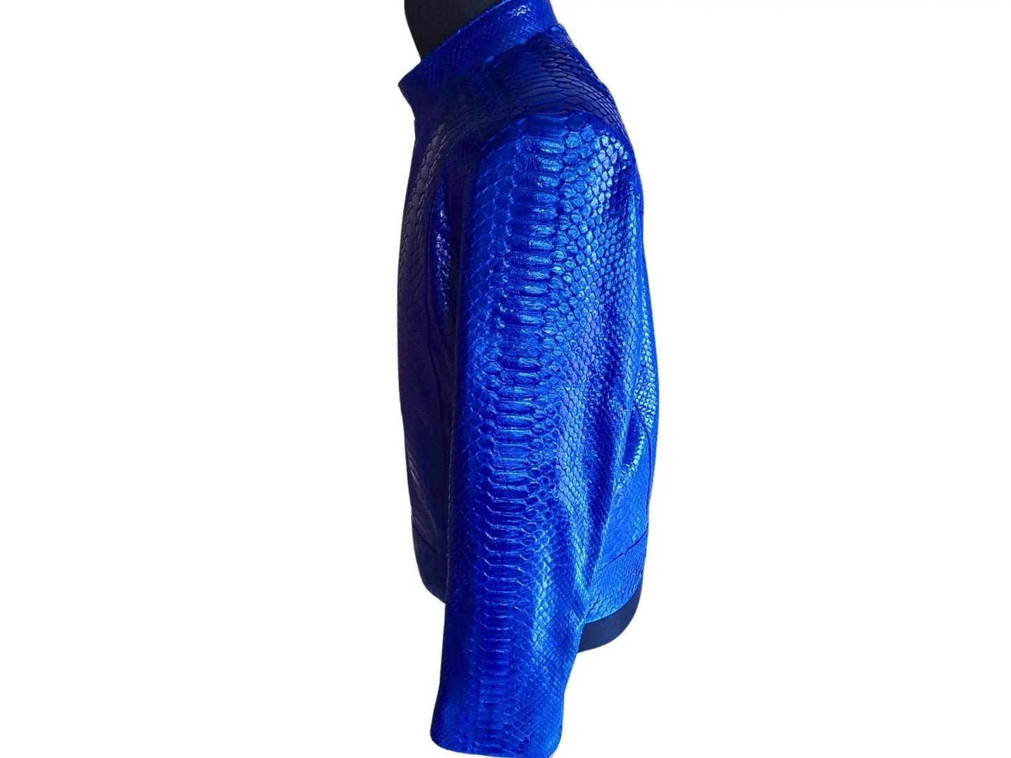 Blue Python Leather Jacket - LFM Fashion