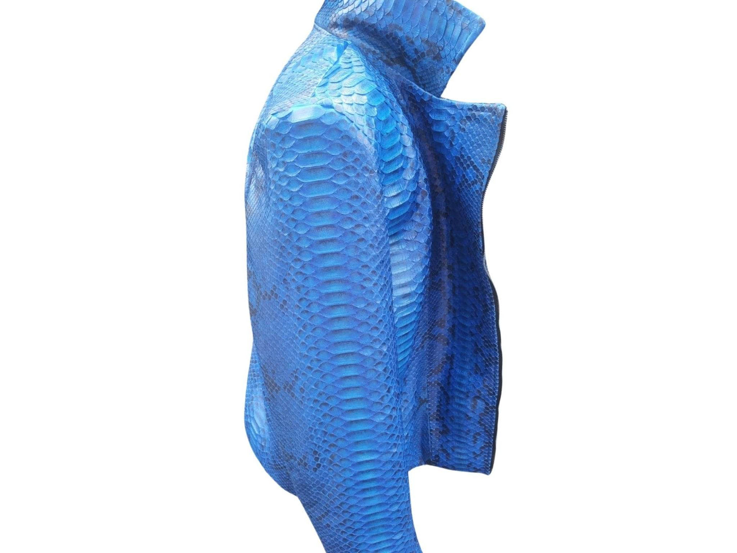Blue Snakeskin Motorcycle Leather Jacket - LFM Fashion