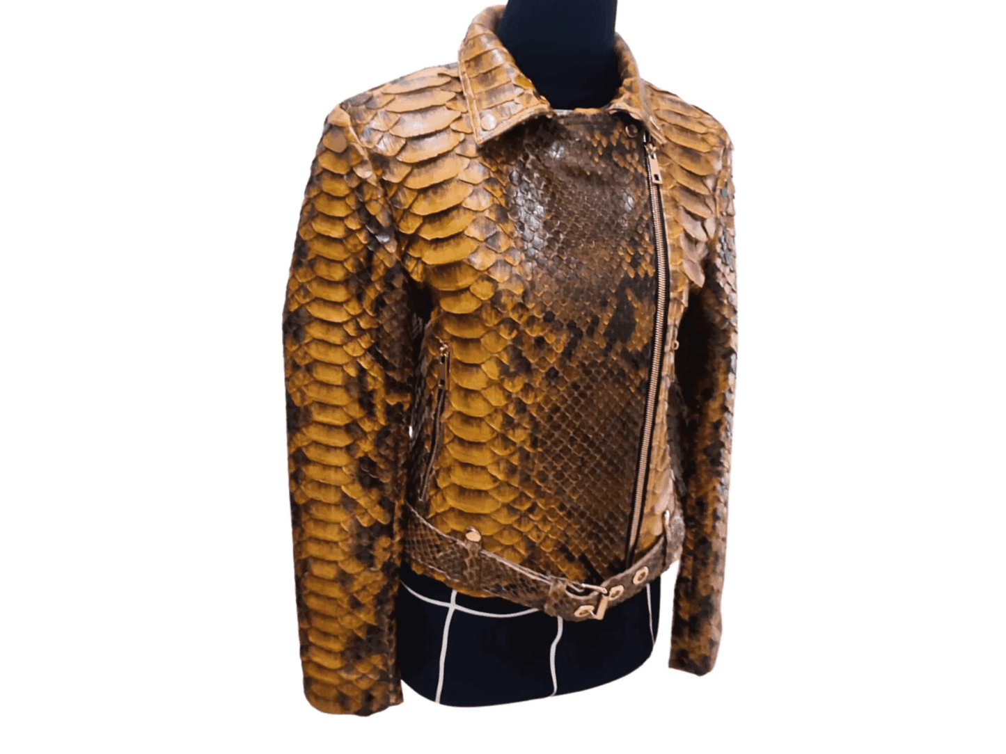 Brown Motorcycle Leather Jacket King Scales - LFM Fashion