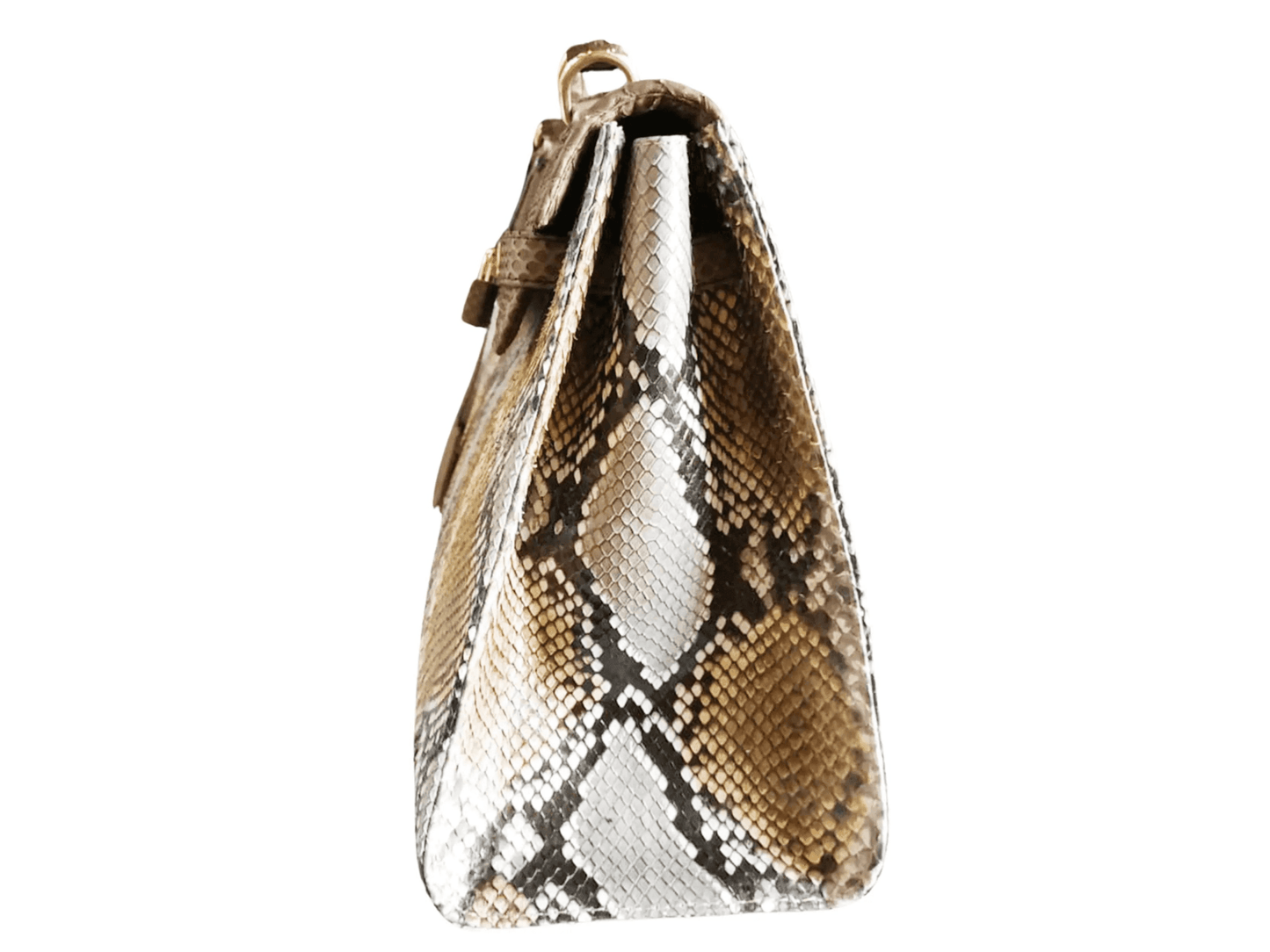 Brown Snakeskin Kelly Bag 25 - Python Jacket by LFM Fashion