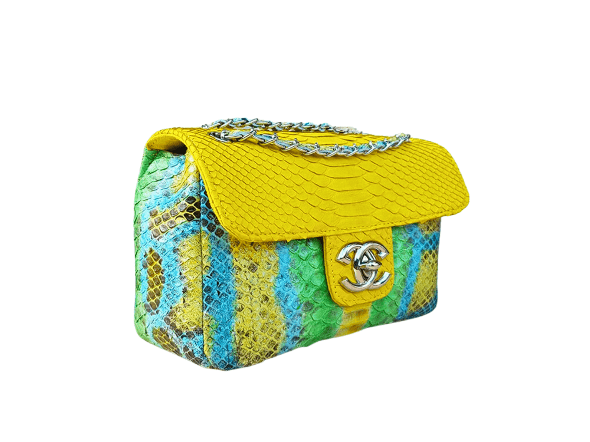 Chanel Small Flap Snakeskin Shoulder Bag Yellow Python Jacket by LFM Fashion