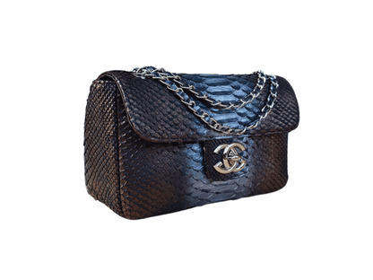 Chanel Small Flap Snakeskin Shoulder Bag Dark Brown Python Jacket by LFM Fashion