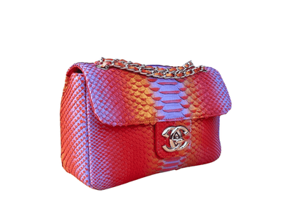 Chanel Small Flap Snakeskin Shoulder Bag Red Python Jacket by LFM Fashion