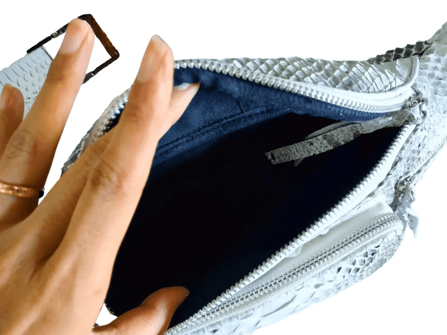 Crossbody Snakeskin Fanny Pack - Python Jacket by LFM Fashion
