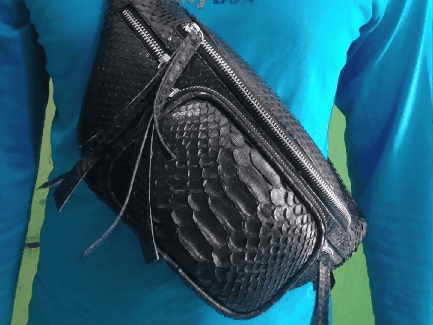 Crossbody Snakeskin Fanny Pack - Python Jacket by LFM Fashion