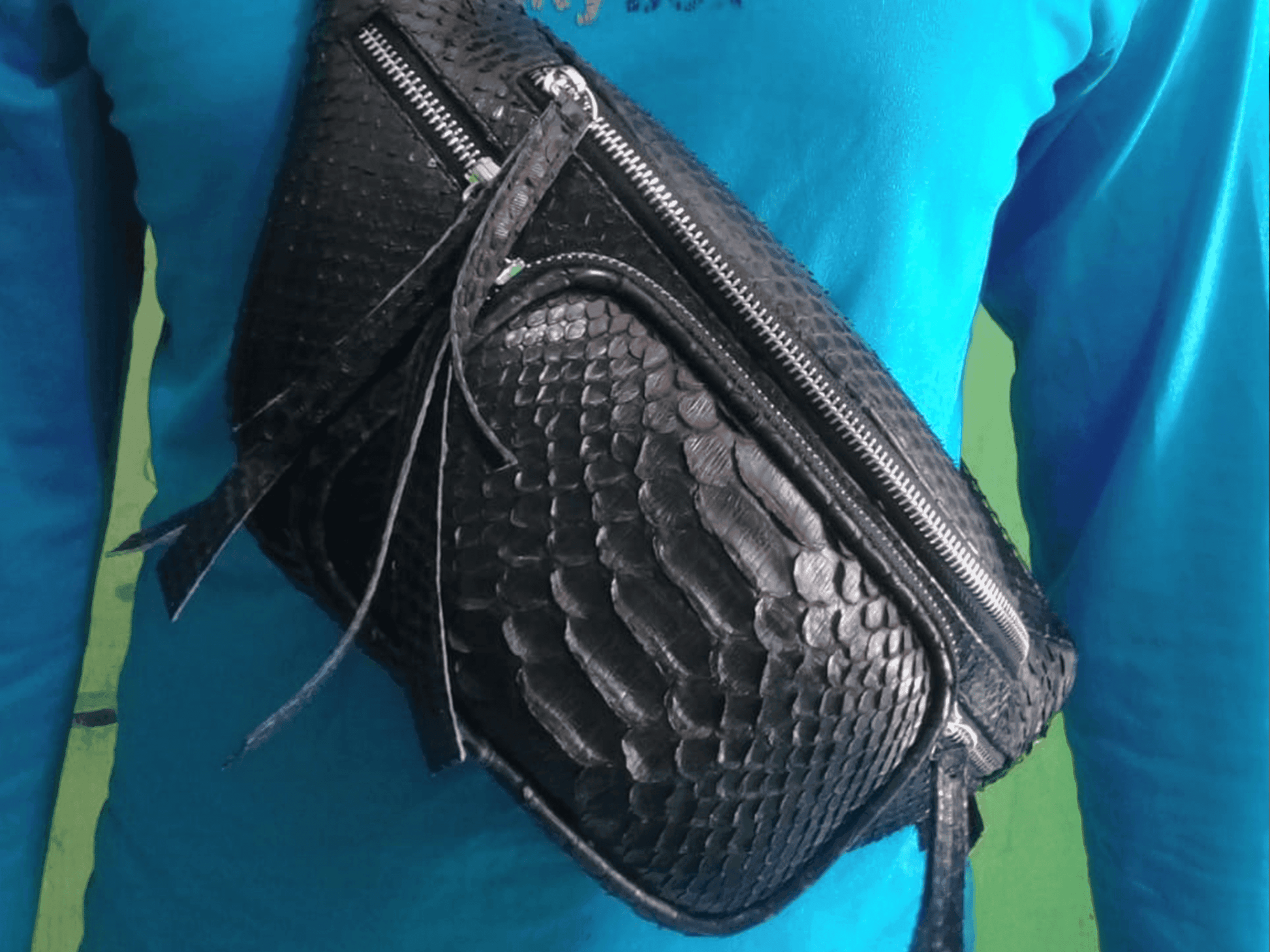 Crossbody Snakeskin Fanny Pack Python Jacket by LFM Fashion