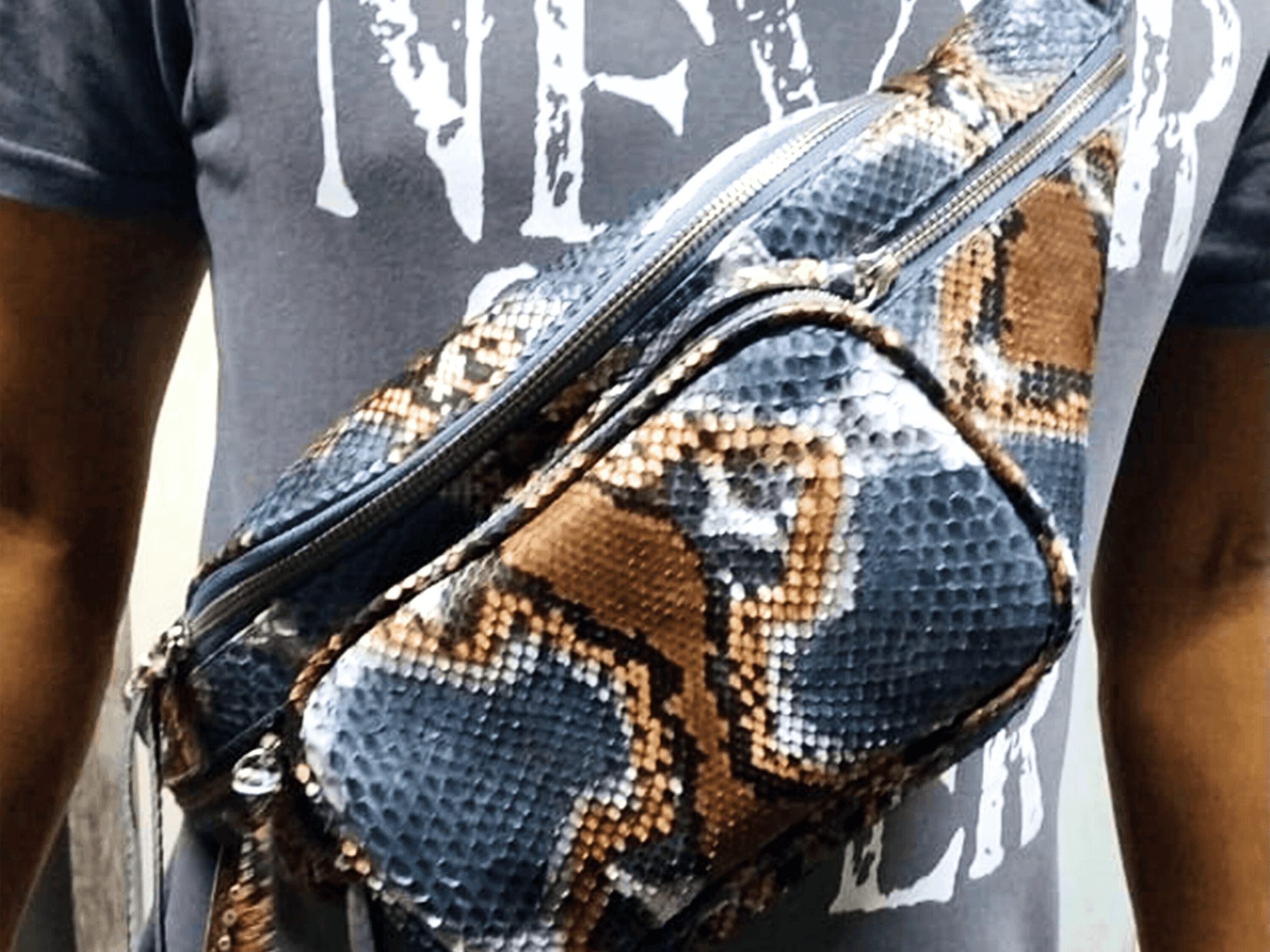 Crossbody Snakeskin Fanny Pack Python Jacket by LFM Fashion