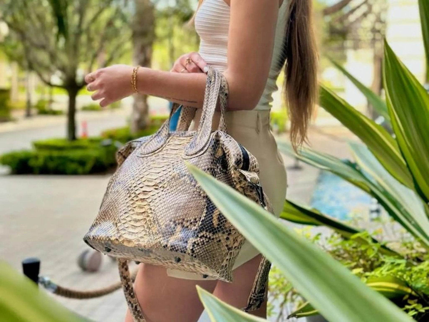 Cute Snakeskin Tote Leather Handbag - LFM Fashion