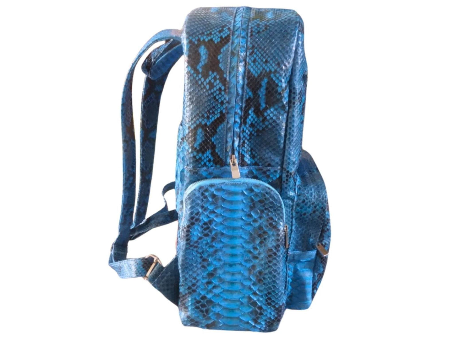 Dark Blue Grey Snakeskin Leather Backpack - LFM Fashion