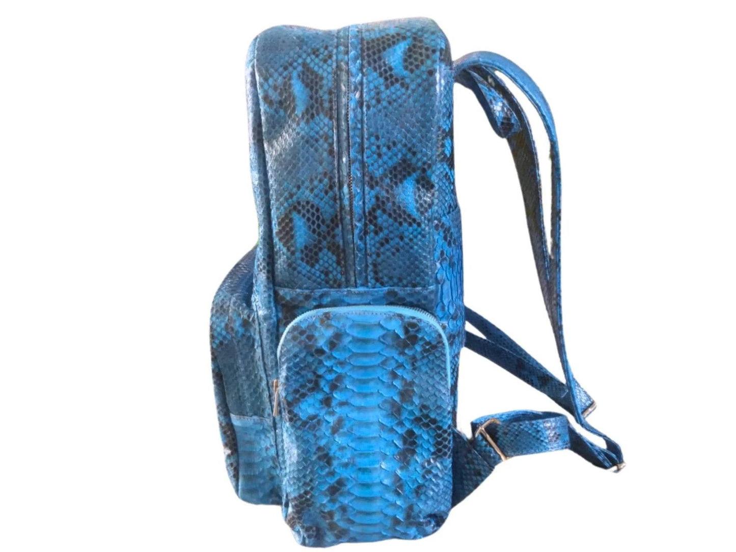 Dark Blue Grey Snakeskin Leather Backpack - LFM Fashion