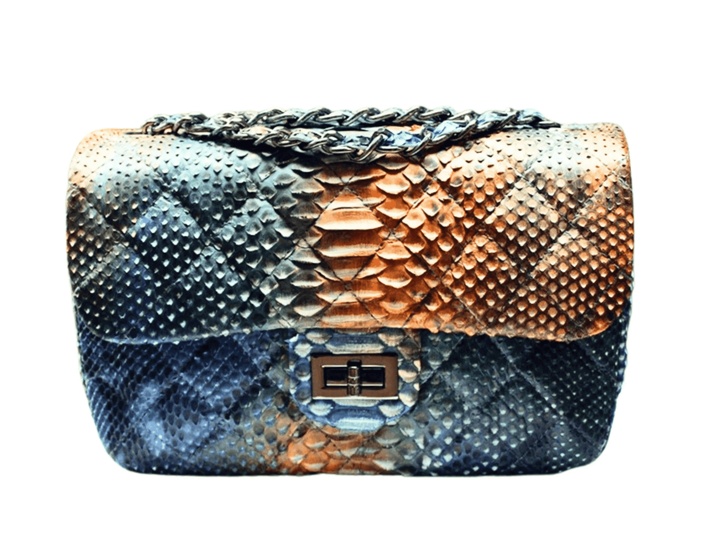 Diamond Quilt Snakeskin Chain Purse - Python Jacket by LFM Fashion