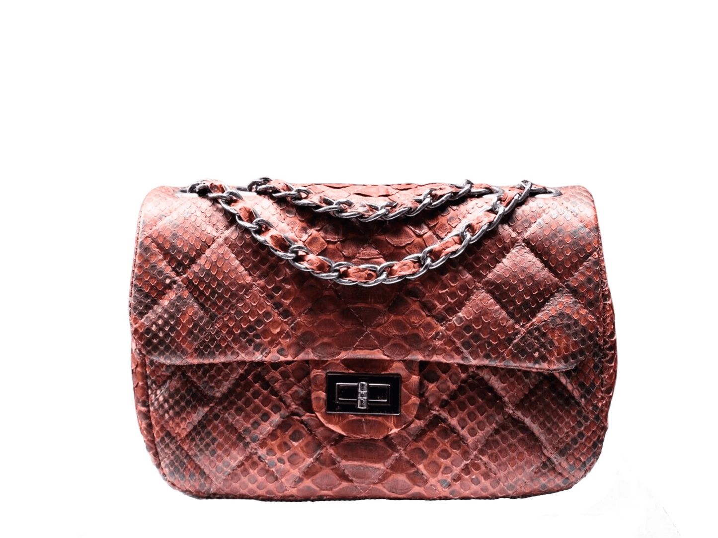 Diamond Quilt Snakeskin Chain Purse - Python Jacket by LFM Fashion