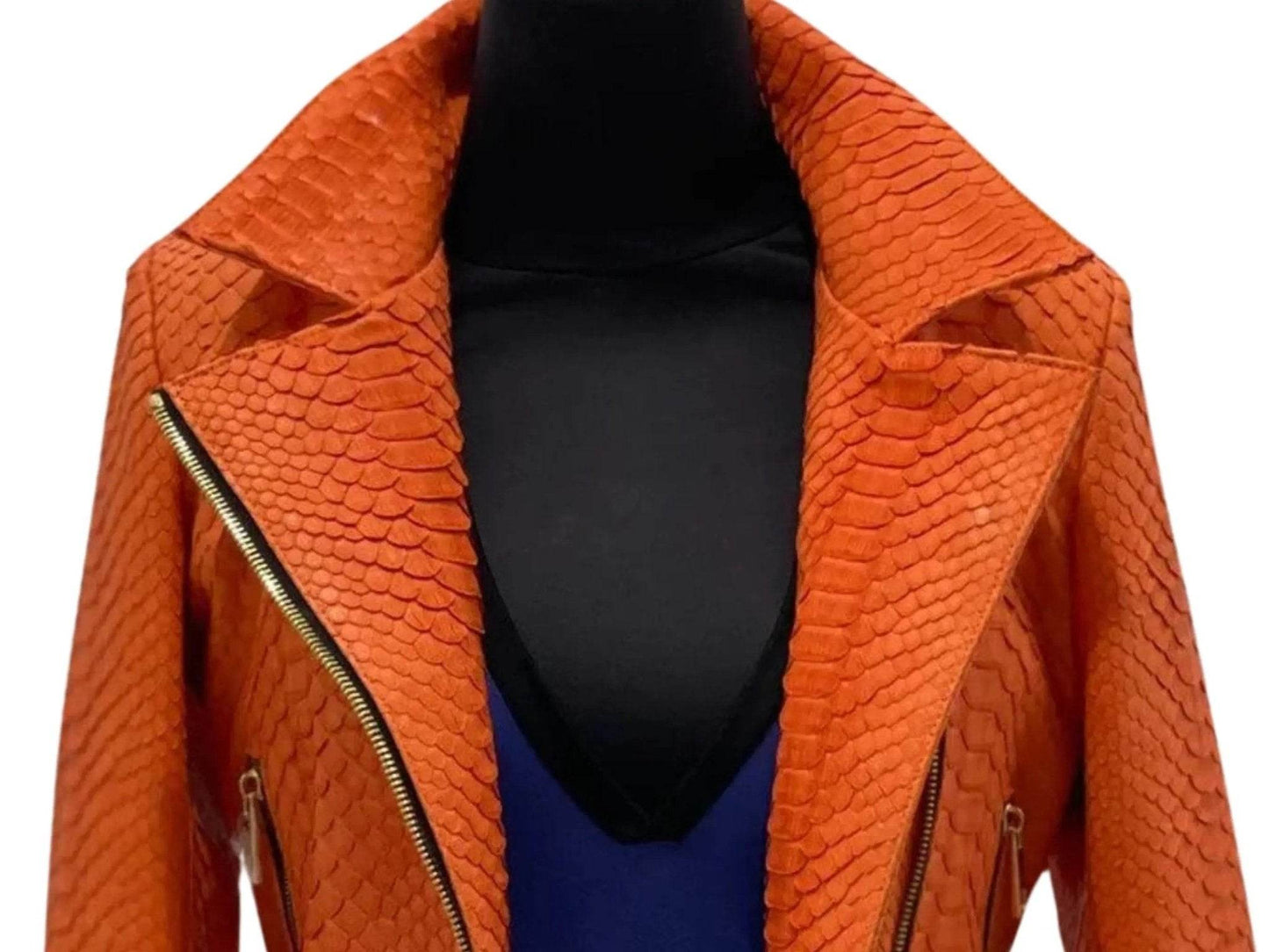 Dusty Orange Snakeskin Leather Jacket - LFM Fashion