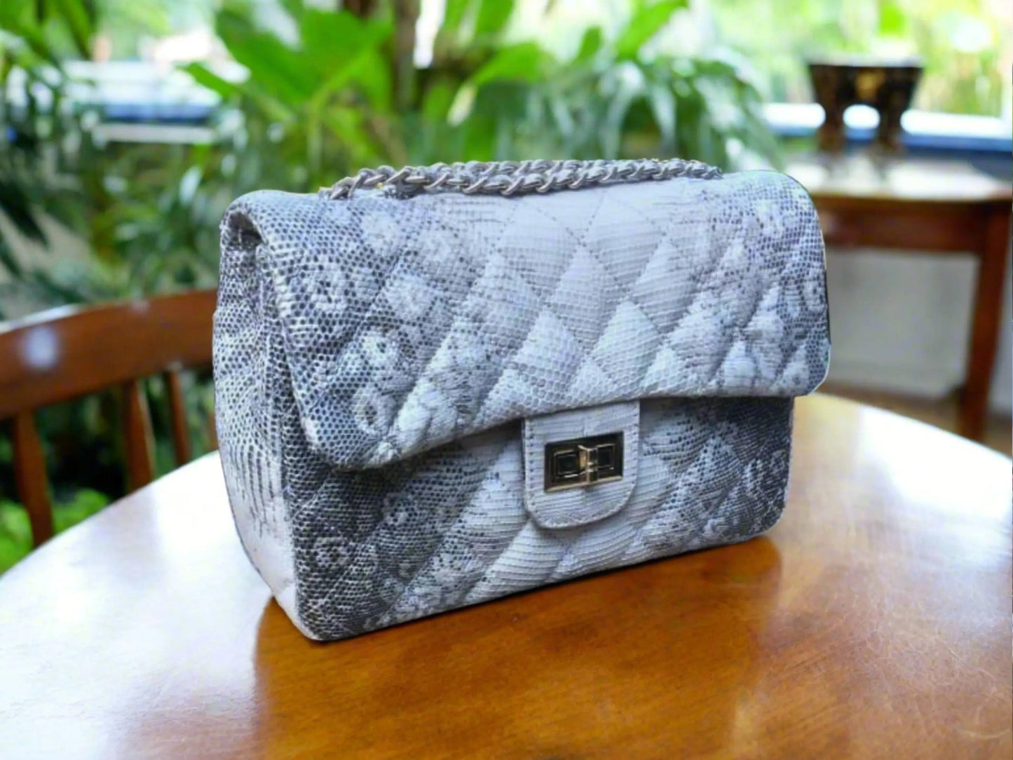 Exotic Quilted Lizard Skin Bag - Python Jacket by LFM Fashion