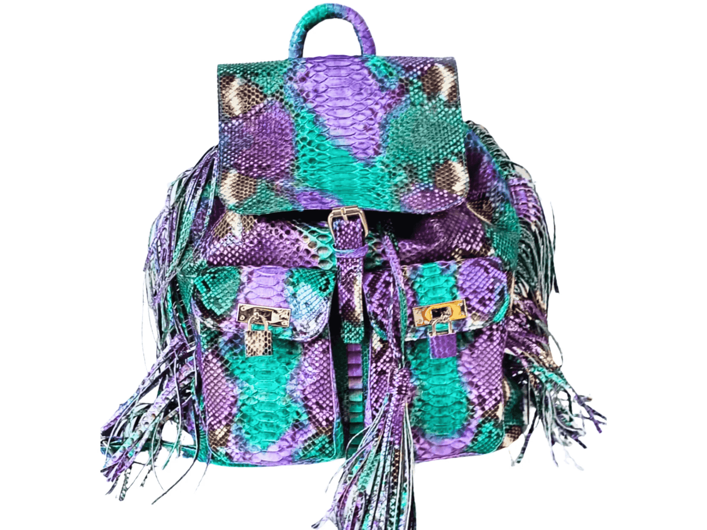 Fringe Western Snakeskin Backpack - Python Jacket by LFM Fashion