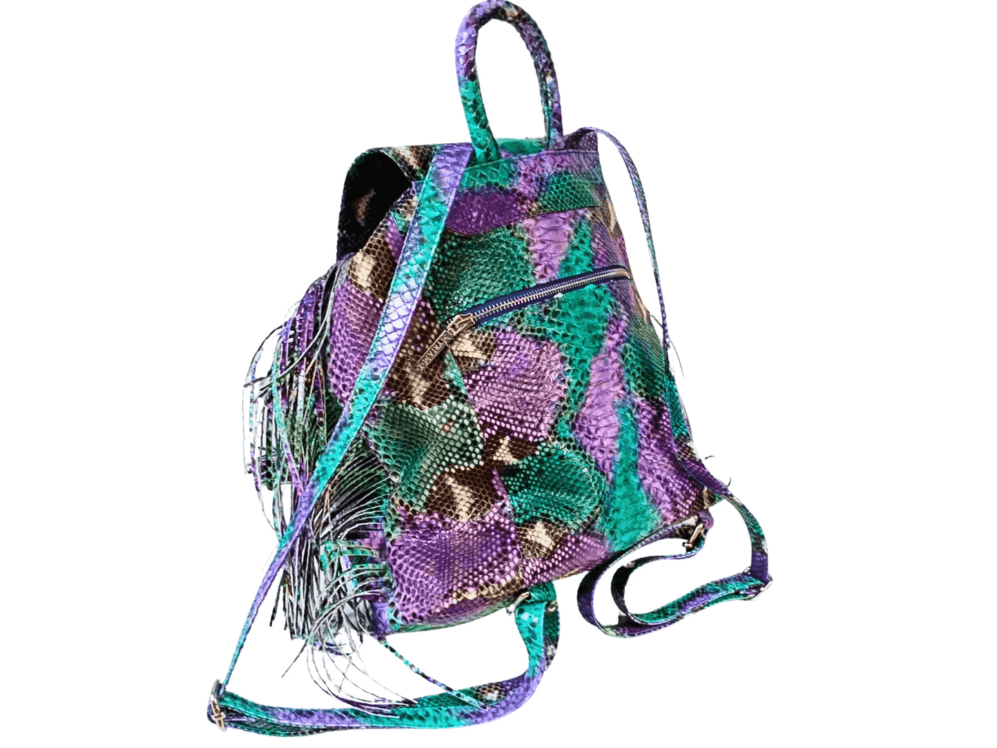 Fringe Western Snakeskin Backpack - Python Jacket by LFM Fashion