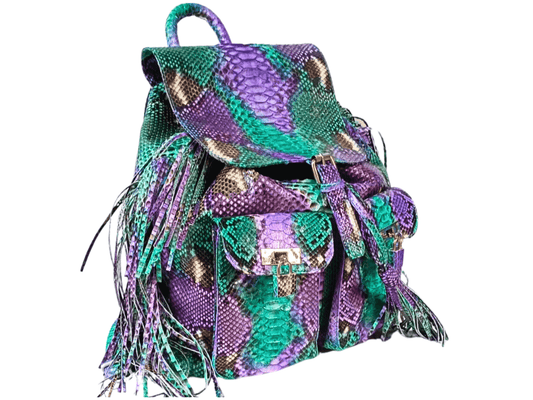 Fringe Western Snakeskin Backpack Python Jacket by LFM Fashion