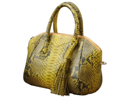 Gavinci Genuine Python Snakeskin Leather Bag for Women Yellow Python Jacket by LFM Fashion