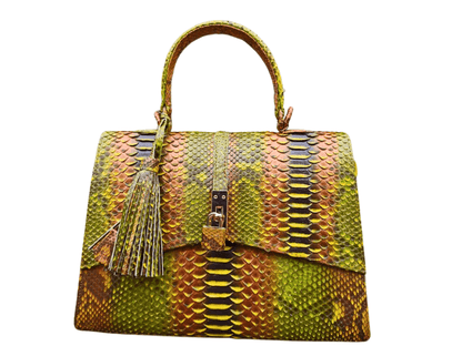 Genuine Python Snake Skin Shoulder Handbag Green Python Jacket by LFM Fashion