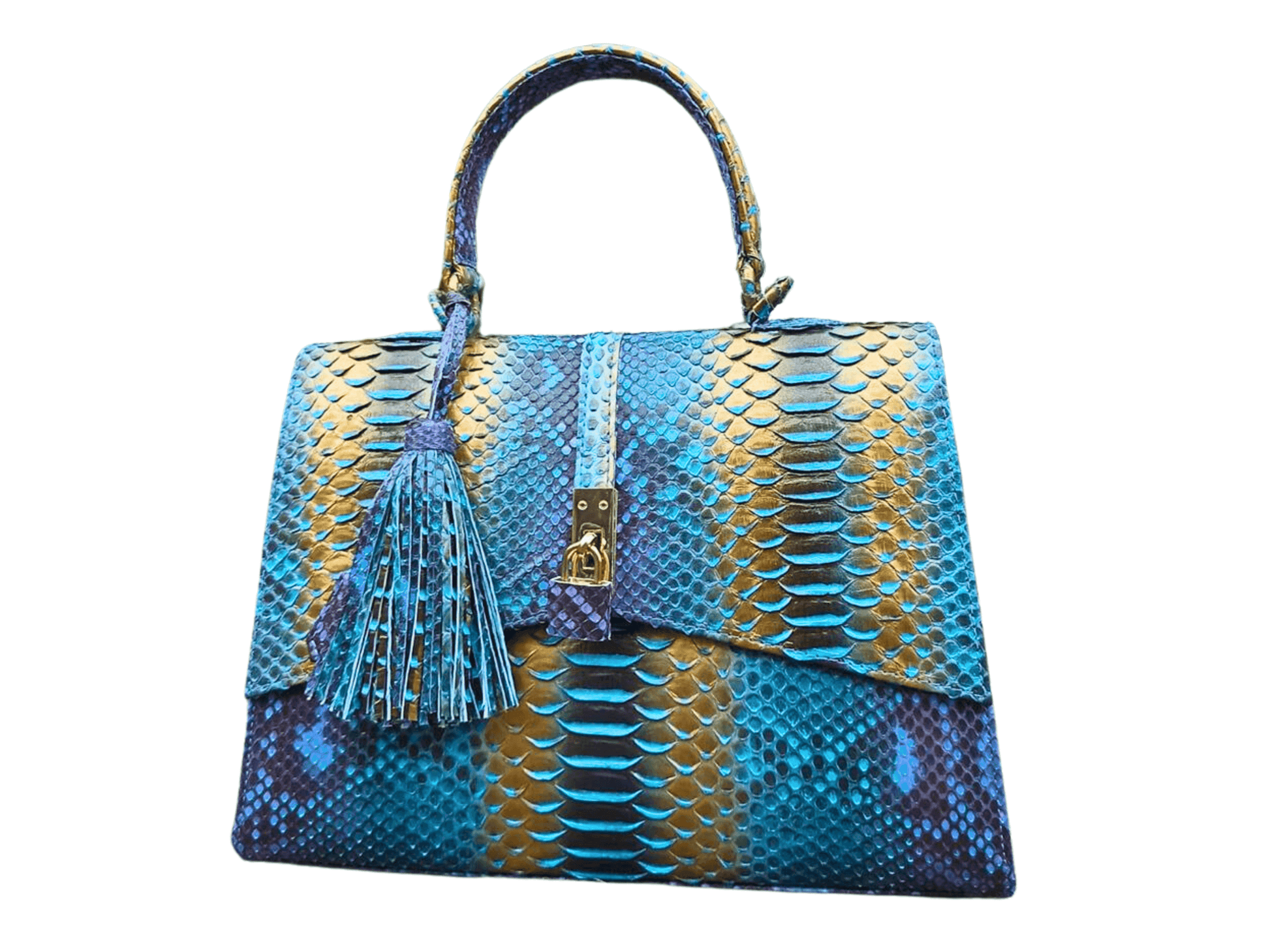 Genuine Python Snake Skin Shoulder Handbag Hippie Blue Python Jacket by LFM Fashion