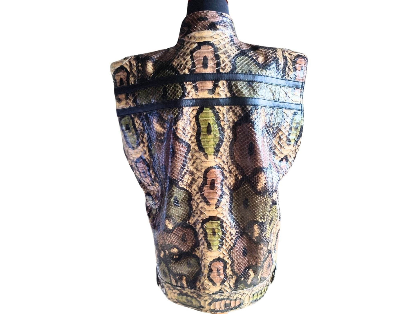 Genuine Python Snakeskin Motorcycle Leather Vest - LFM Fashion