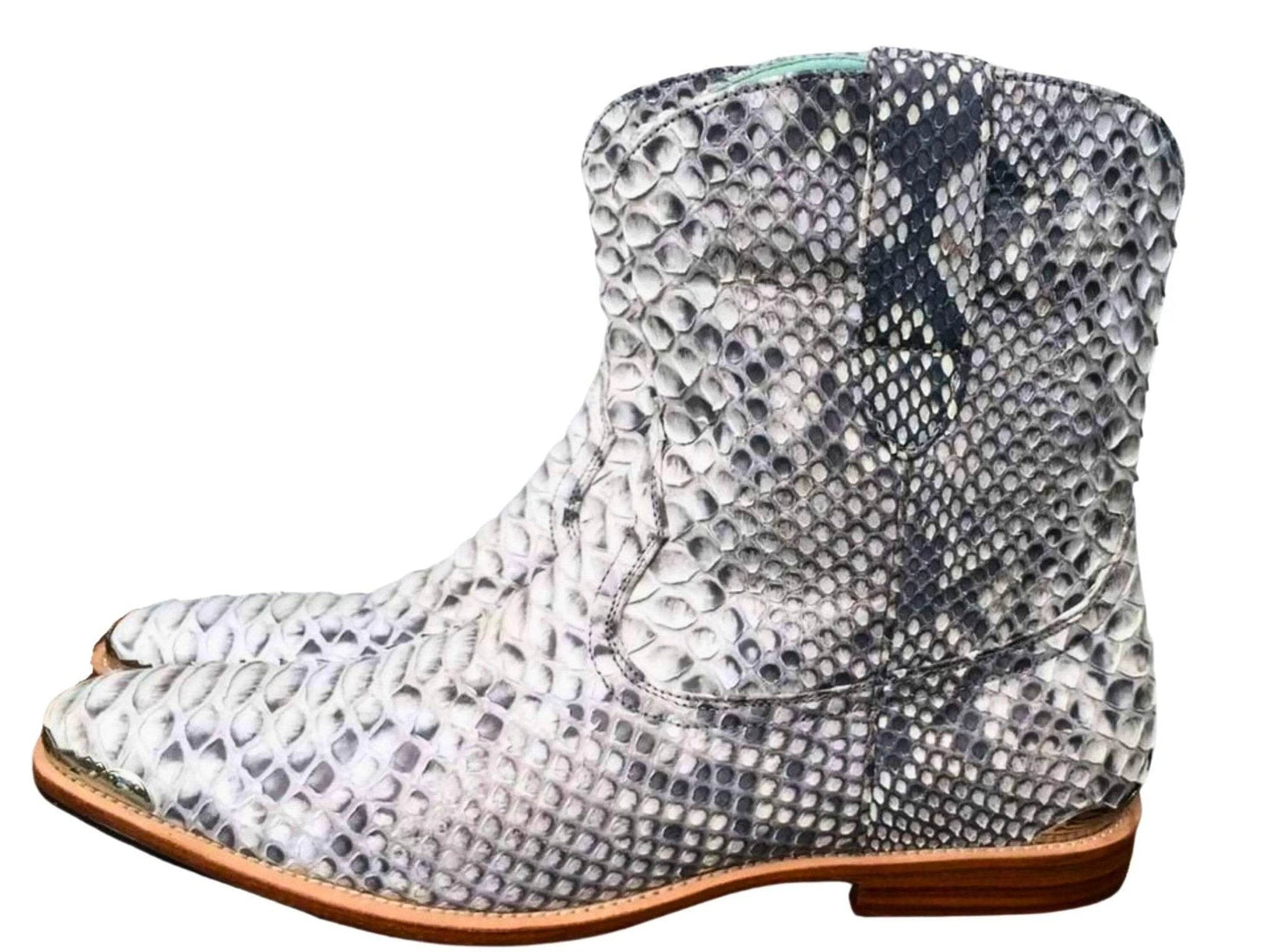 Grey Snakeskin Cowboy Boots - LFM Fashion
