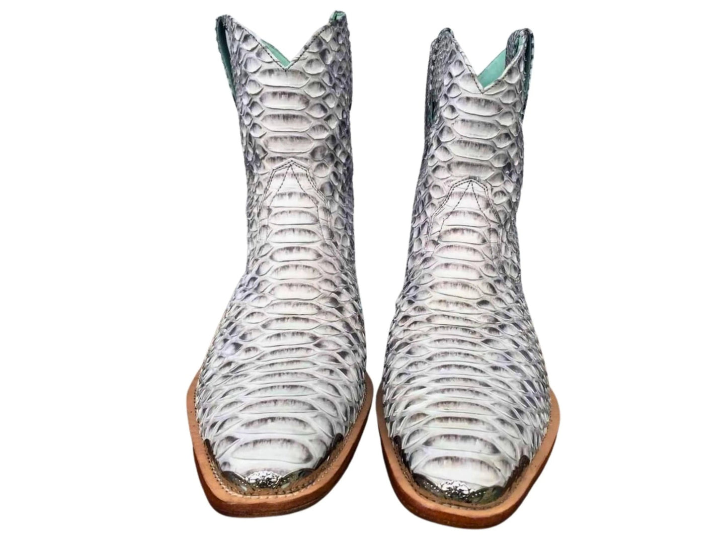 Grey Snakeskin Cowboy Boots - Python Jacket by LFM Fashion