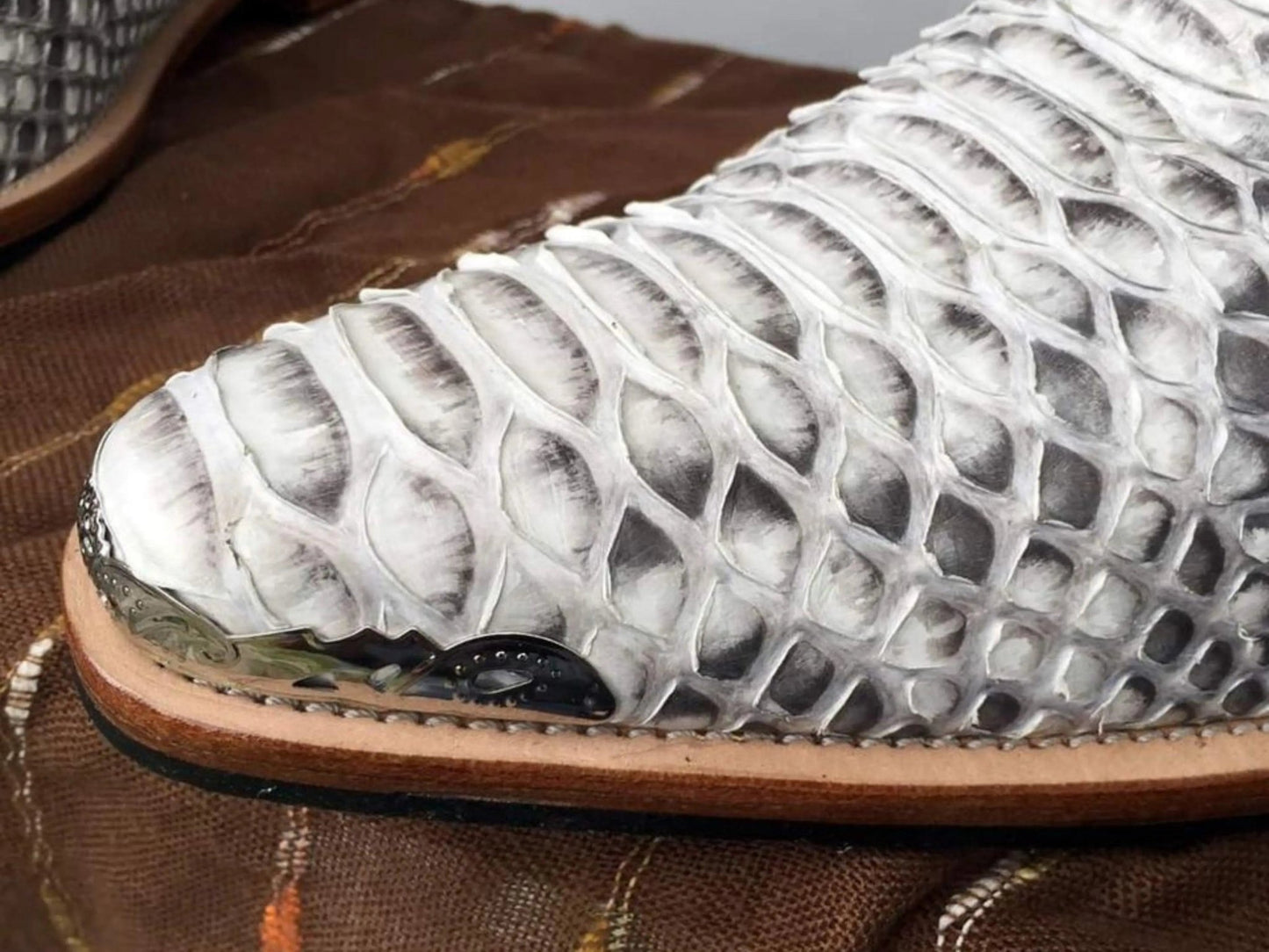 Grey Snakeskin Cowboy Boots - Python Jacket by LFM Fashion