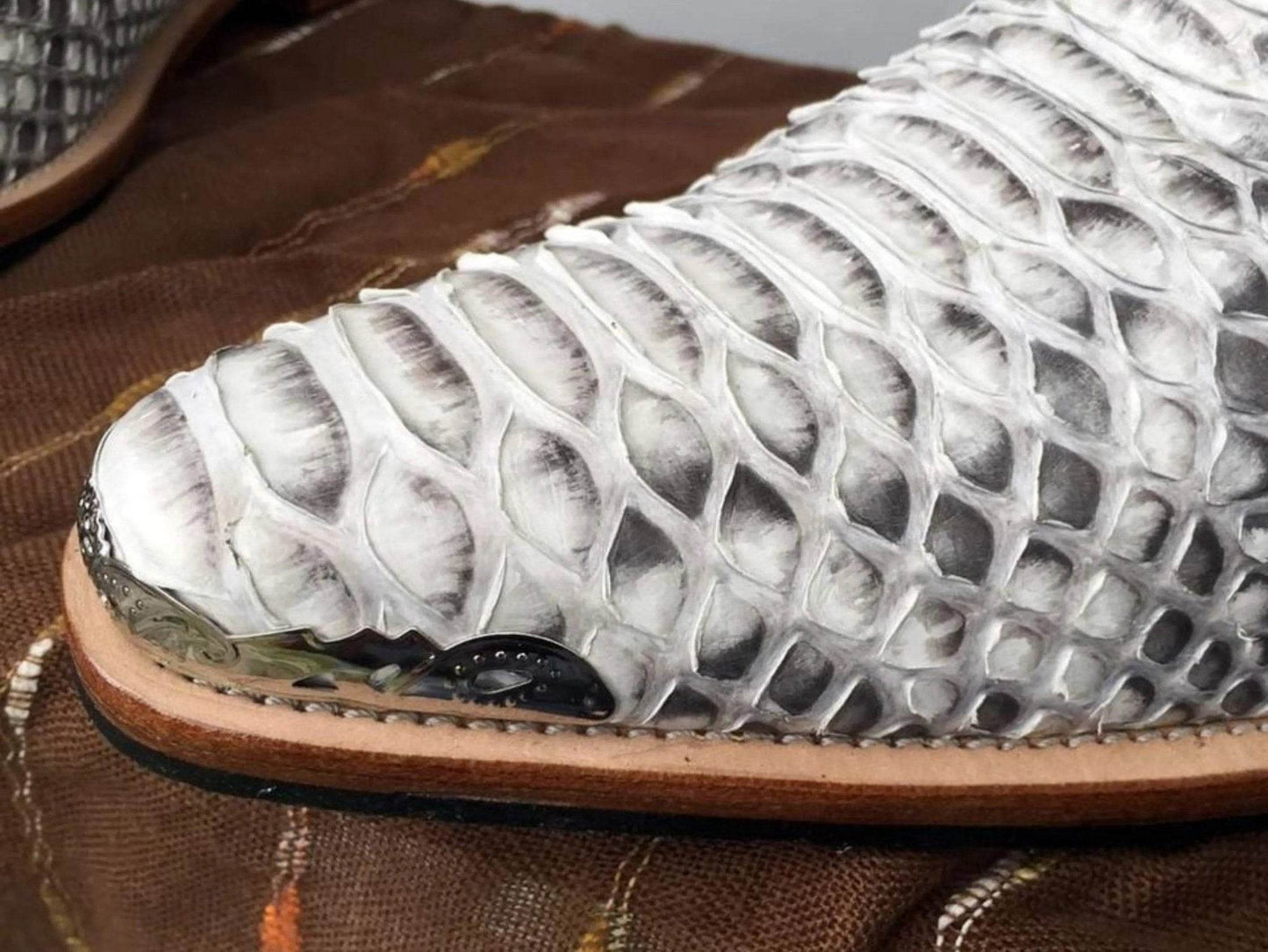 Grey Snakeskin Cowboy Boots - LFM Fashion