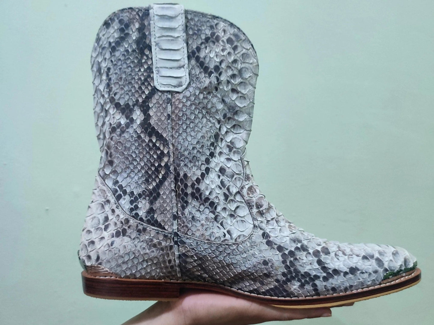 Grey Snakeskin Cowboy Boots - Python Jacket by LFM Fashion