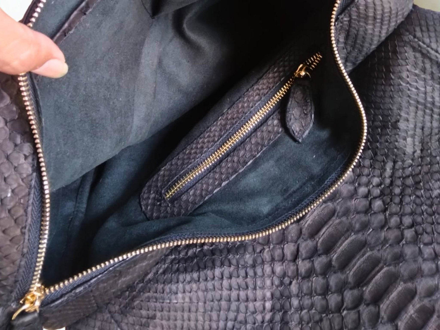 Handcrafted Genuine Python Snakeskin Messenger Bag for Men - LFM Fashion