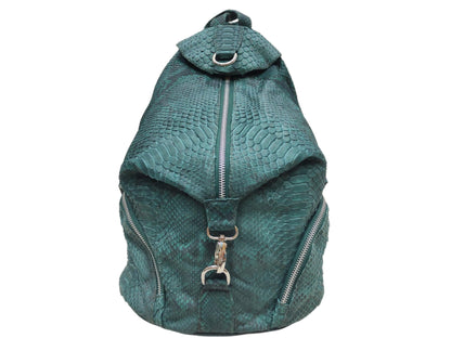 Backpacks Handmade Snakeskin Backpack, Python Travel Bag, School Backpack, Unique Gift Grey Teal Python Jacket by LFM Fashion