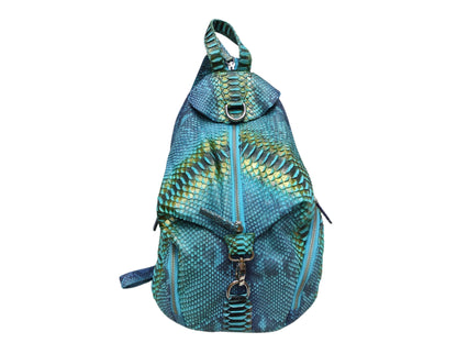 Backpacks Handmade Snakeskin Backpack, Python Travel Bag, School Backpack, Unique Gift Turqouise Python Jacket by LFM Fashion