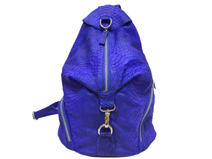 Backpacks Handmade Snakeskin Backpack, Python Travel Bag, School Backpack, Unique Gift Blue Python Jacket by LFM Fashion