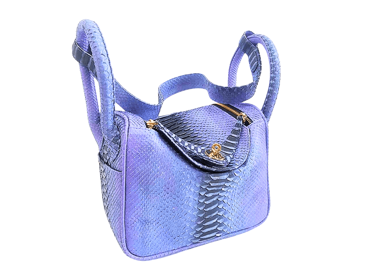 Hermes Snakeskin Lindy Bag 25 Wild Blue Yonder Python Jacket by LFM Fashion