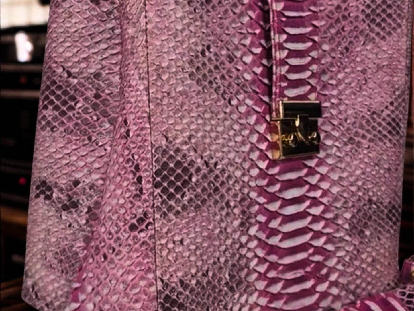Handcrafted Pink Snakeskin Shoulder Bag - LFM Fashion