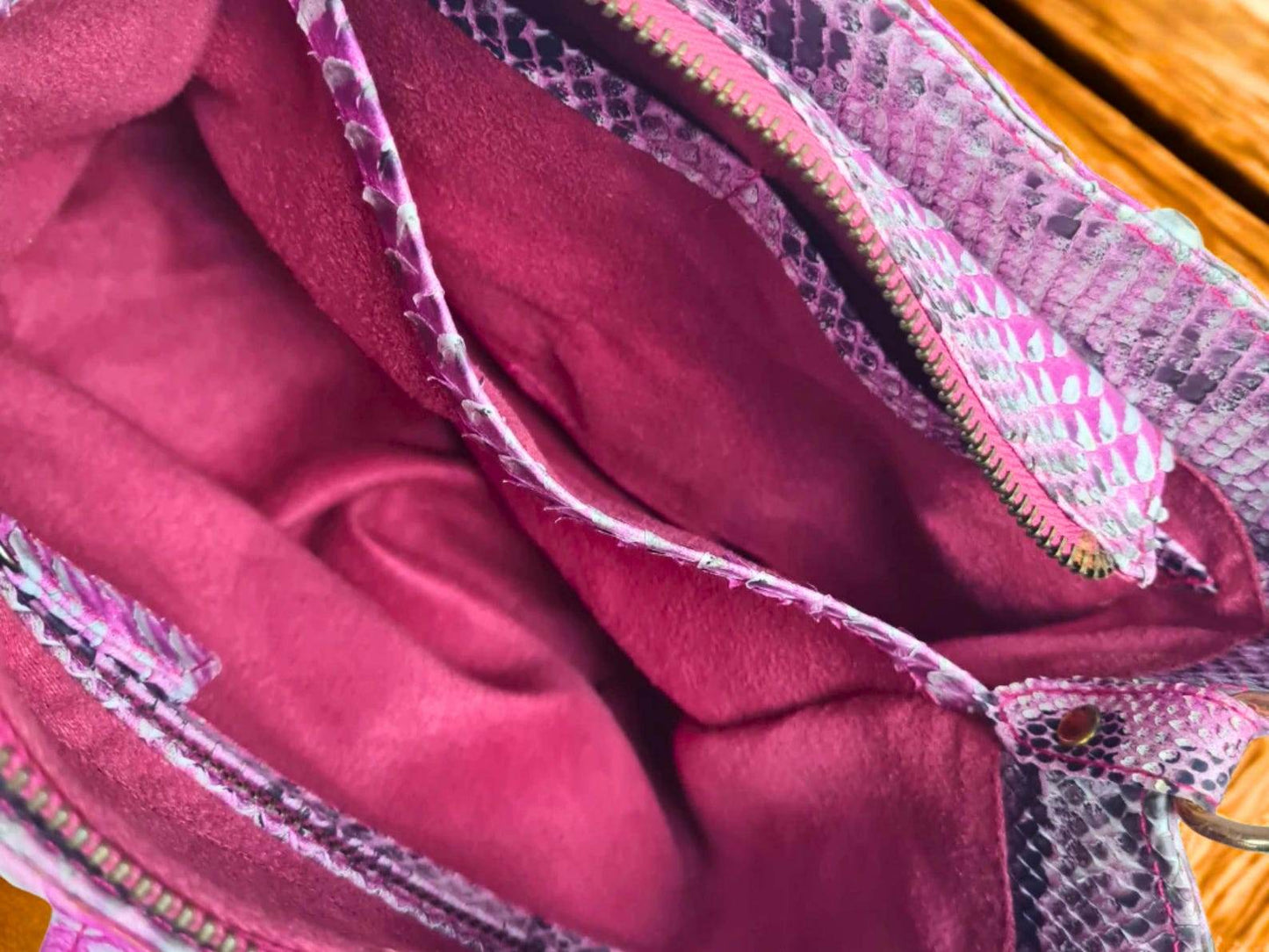 Handcrafted Pink Snakeskin Shoulder Bag - LFM Fashion