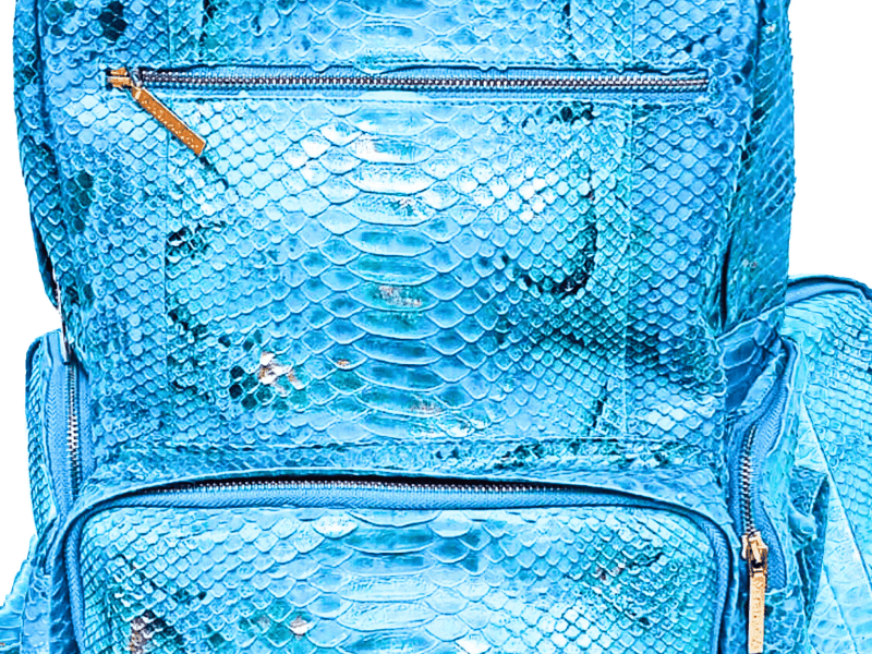 Light Blue Snakeskin Backpack
