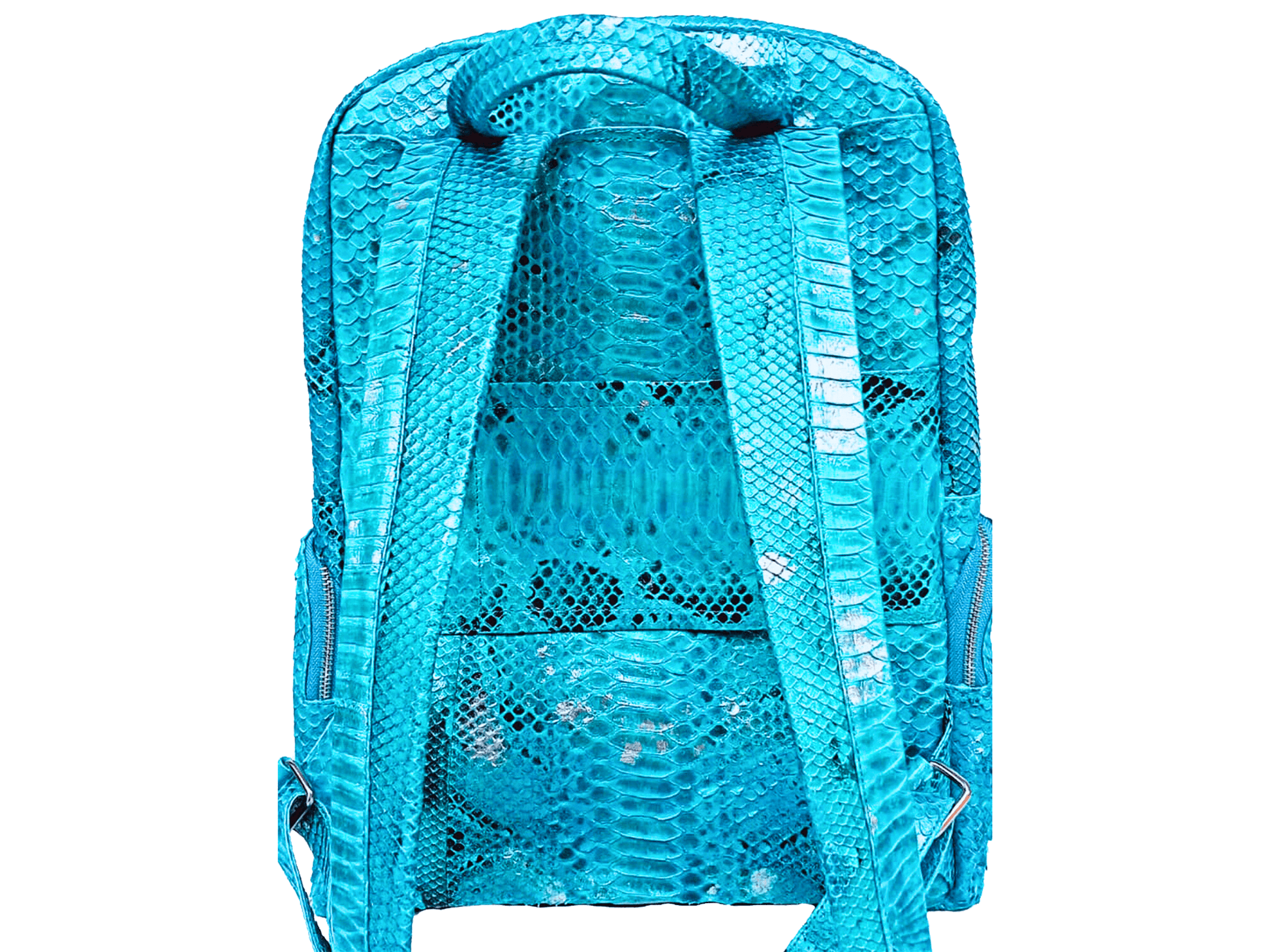 Light Blue Snakeskin Backpack Python Jacket by LFM Fashion