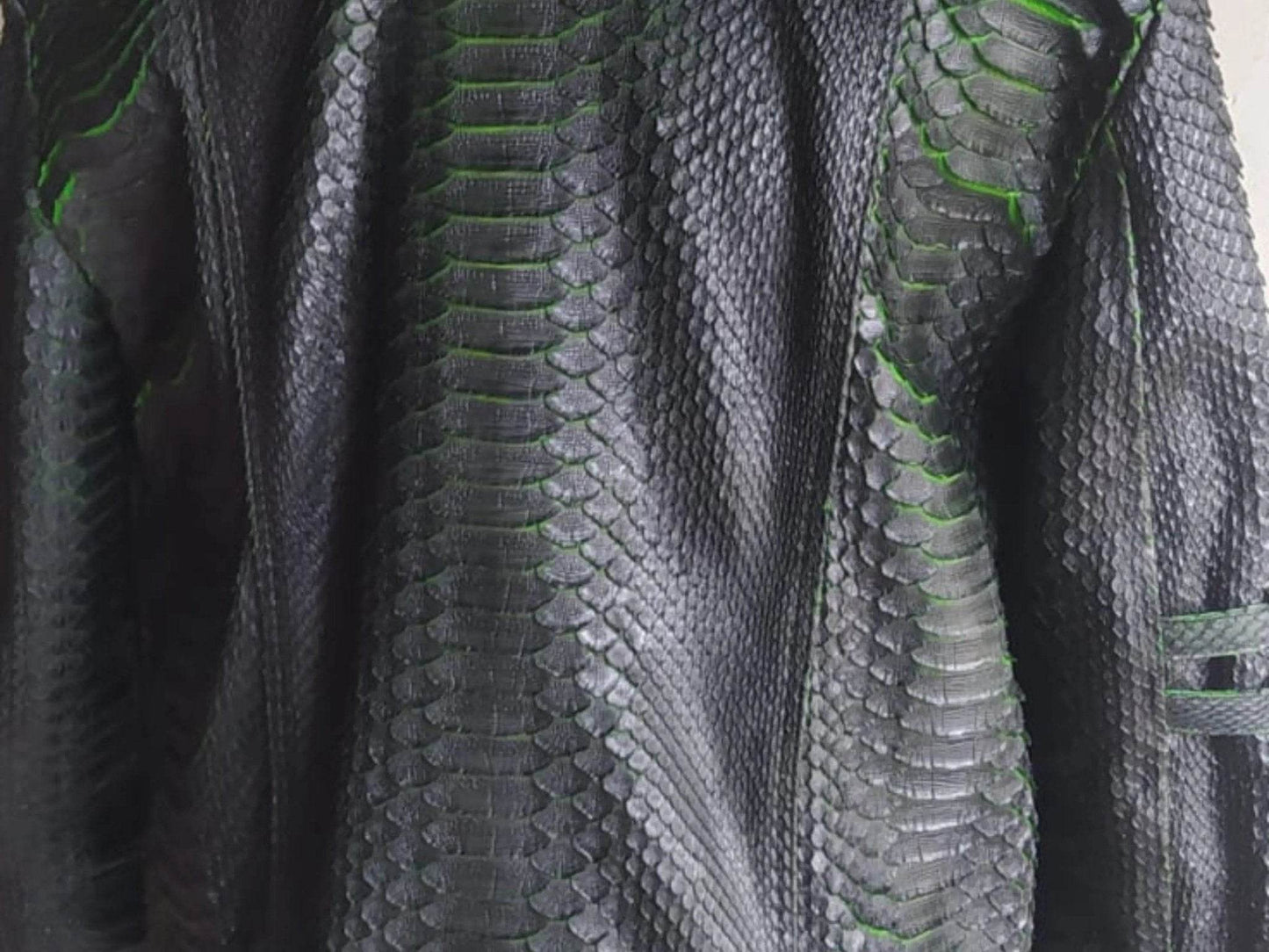 Motorcycle Leather Jacket | King Snakeskin Python Leather Scales - LFM Fashion